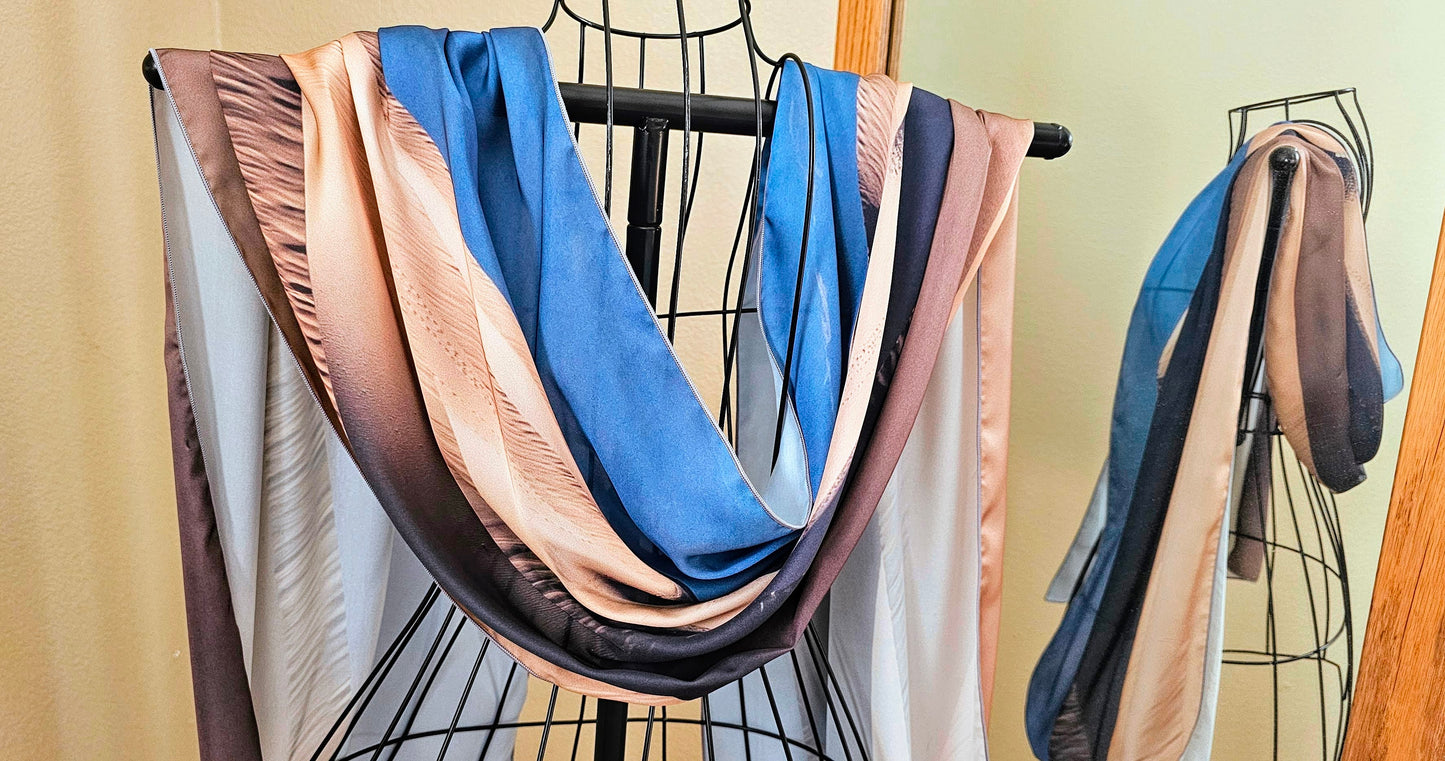 Death Valley Sand Dunes scarf on satin charmeuse fabric