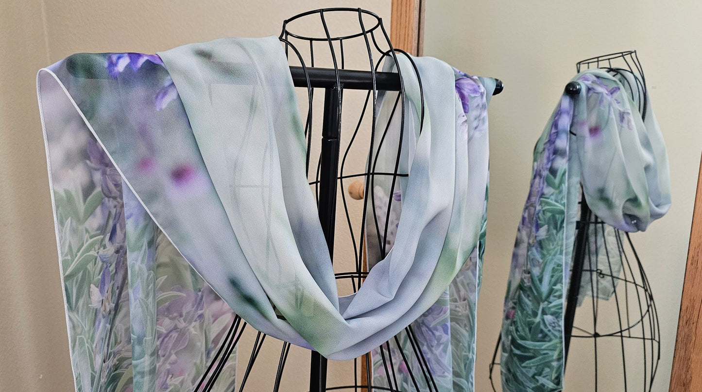 Purple Lupines Wildflowers Long Scarf