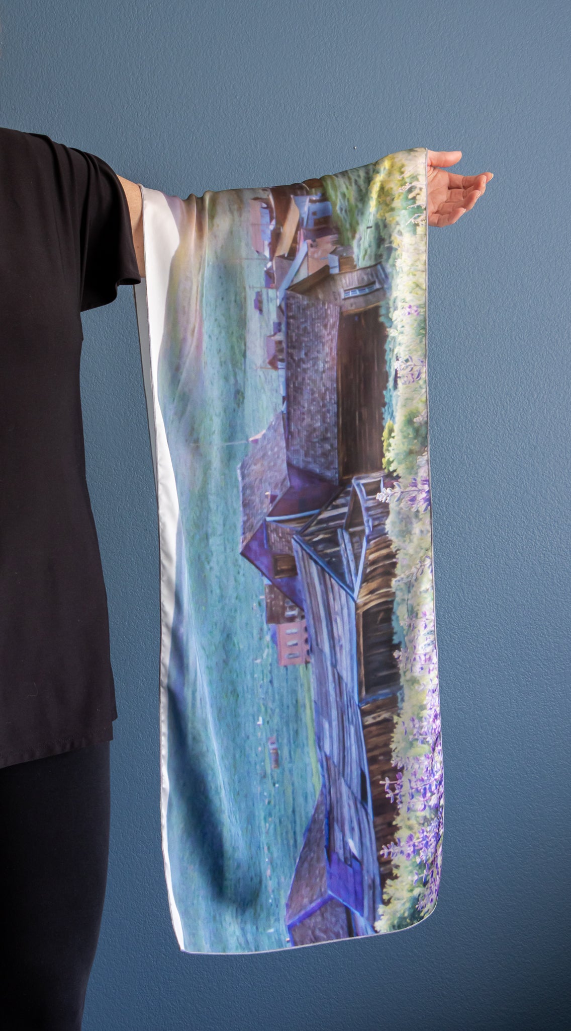 Bodie Ghost Town at Sunset with Purple Lupines Long Scarf